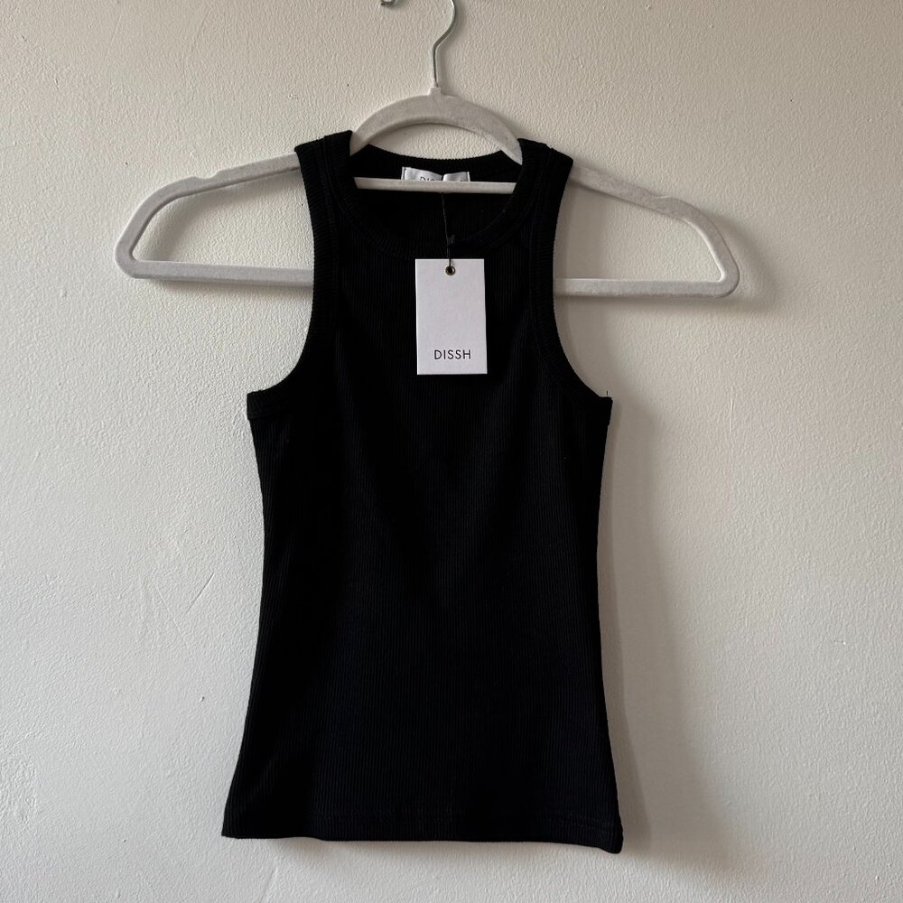 NWT DISSH Black Ribbed Tank Top